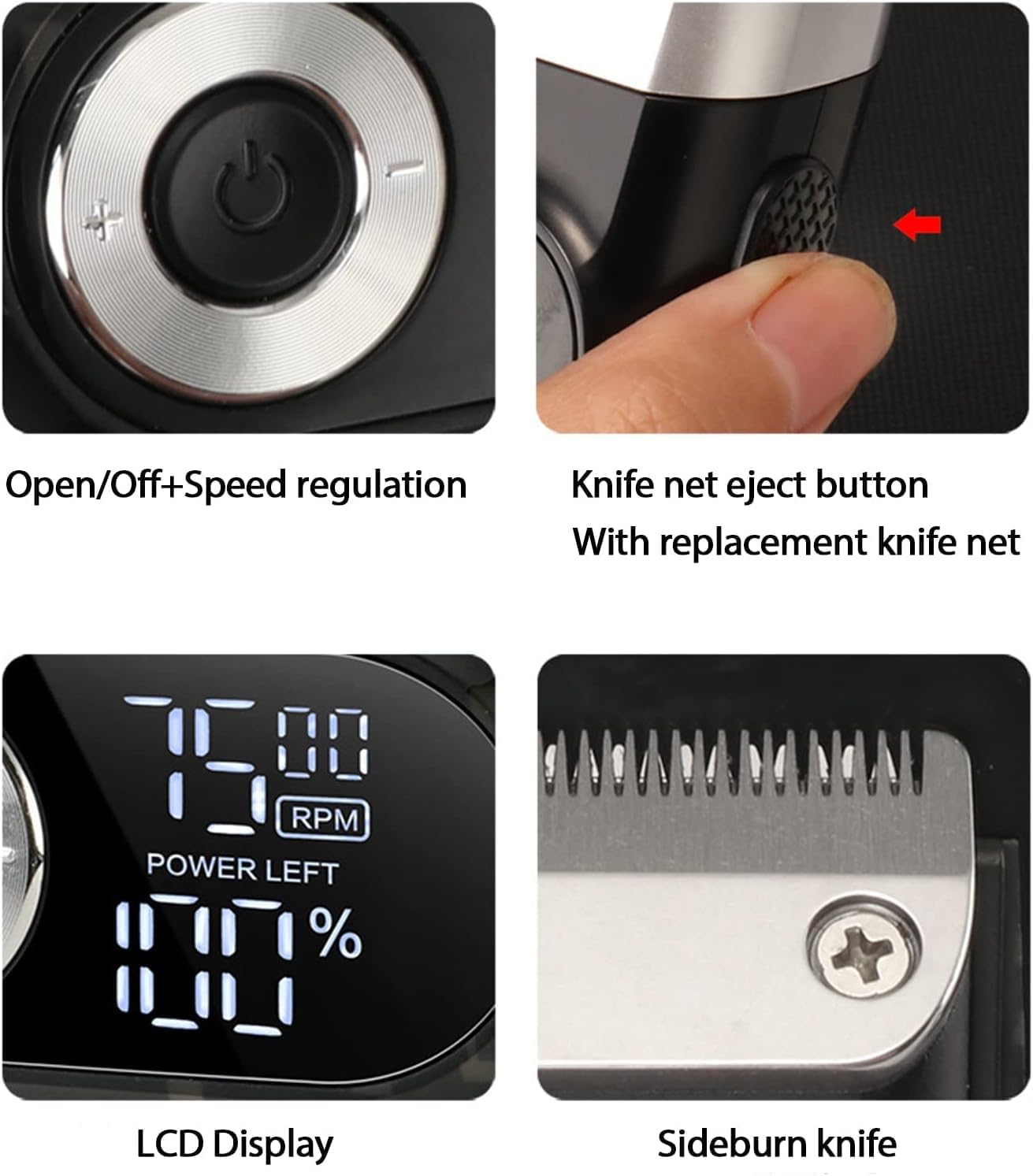 MAQUINA KEMEI 2026 SHAVER 2EN1 + PATILLERA PANTALLA LCD - 9