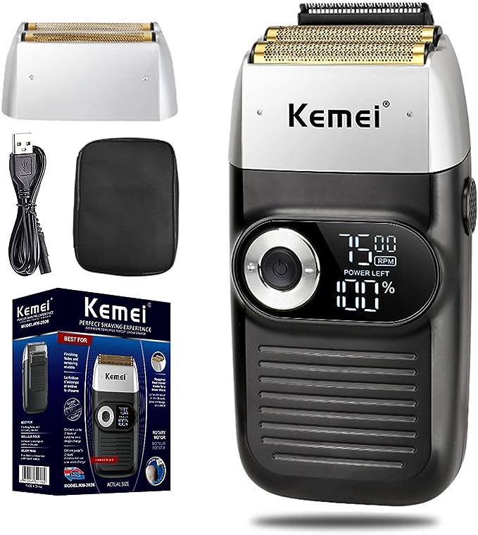 MAQUINA KEMEI 2026 SHAVER 2EN1 + PATILLERA PANTALLA LCD - 10