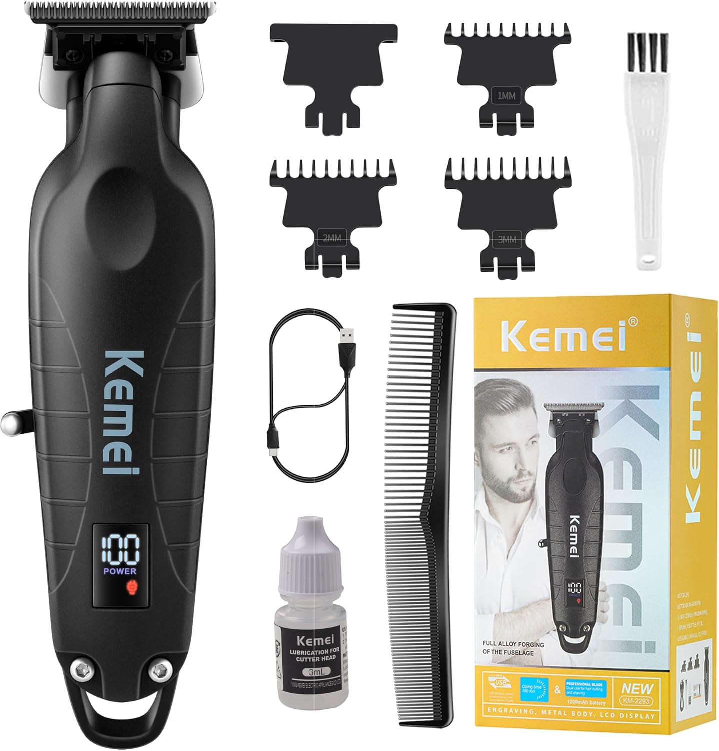 MAQUINA PATILLERA ELECTRICA AFEITADORA INALAMBRICA KEMEI 2293 CORTA PELO - 11