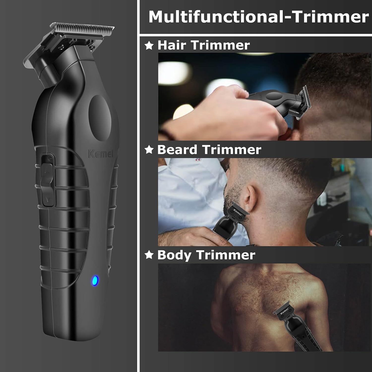 PACK MAQUINA TRIMMER KEMEI 2299 + RASURADORA ELECTRICA KEMEI 1102 - 7