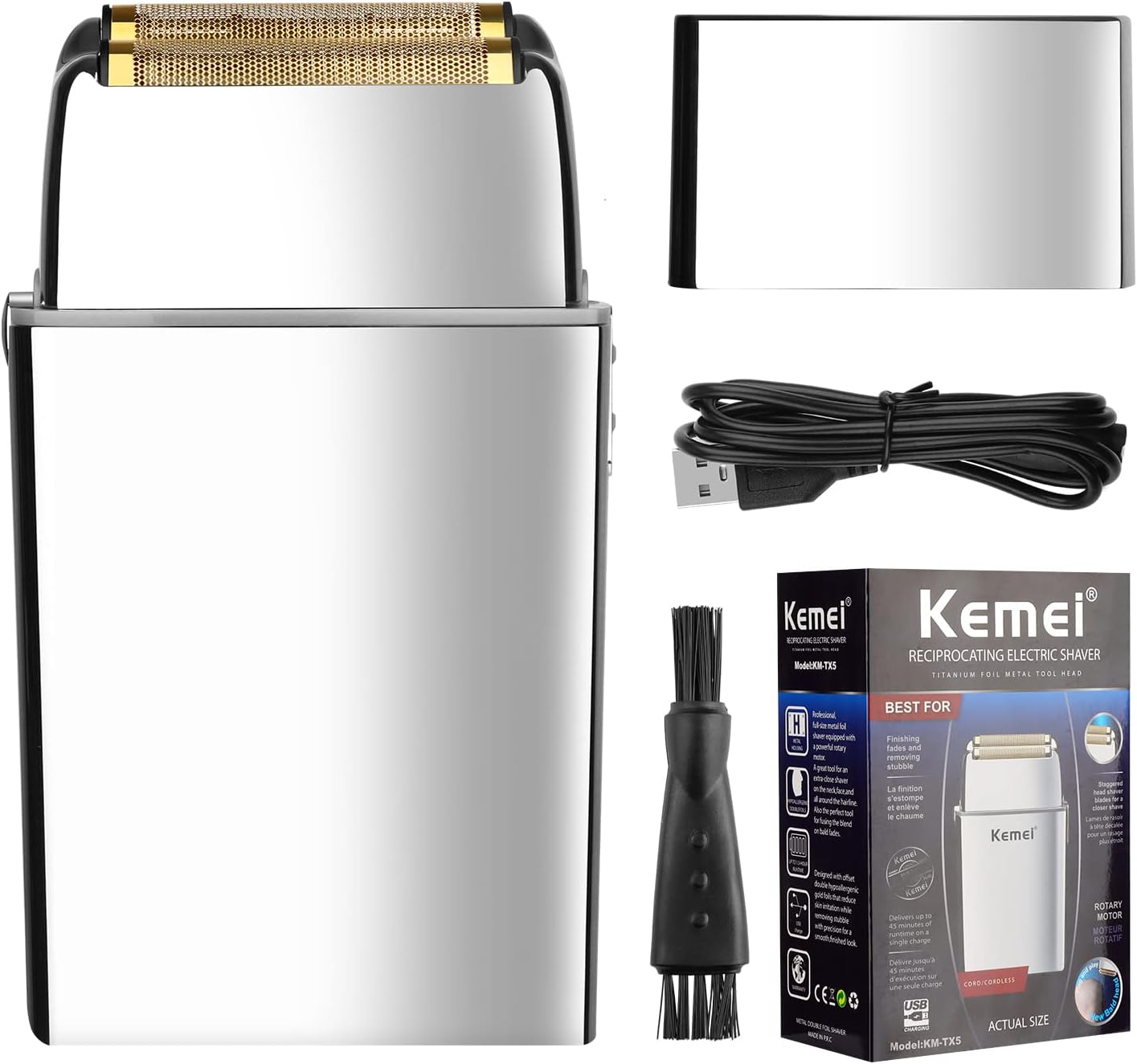 MÁQUINA DE AFEITAR KEMEI ELÉCTRICA SHAVER TX5 SILVER - 9