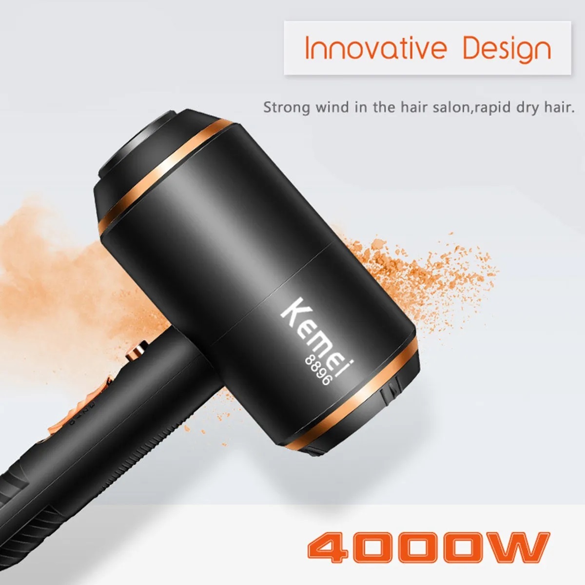 SECADOR DE PELO KEMEI PROFESIONAL KM 8896 CON DIFUSOR + 2 BOQUILLAS - 5