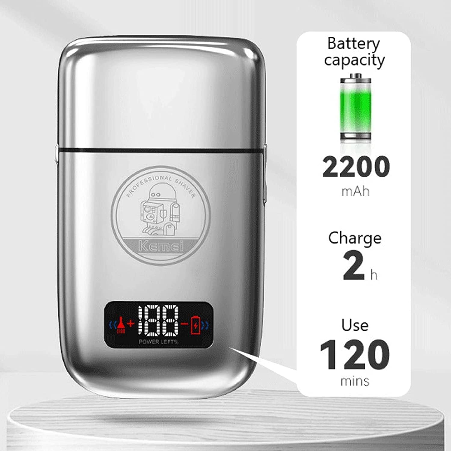 AFEITADORA KEMEI AQUINA ELÉCTRICA RASURADORA INALAMBRICA SILVER - 1