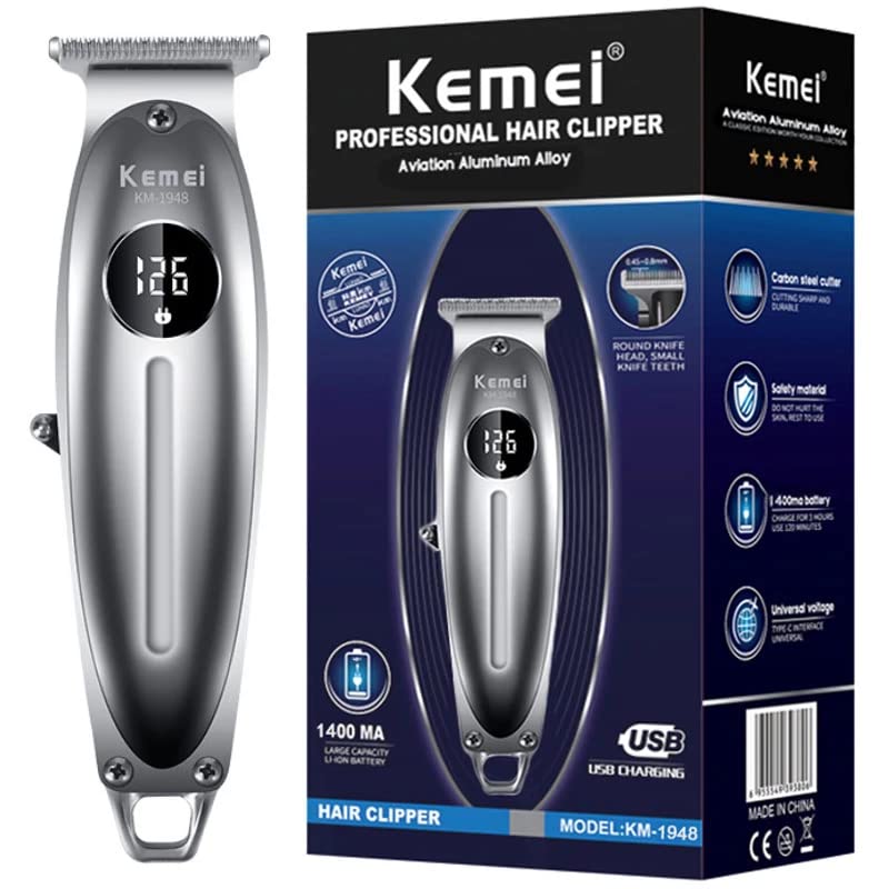 MÁQUINA DE AFEITAR KEMEI TRIMMER PATILLERA PROFESIONAL 1948 220V - 6