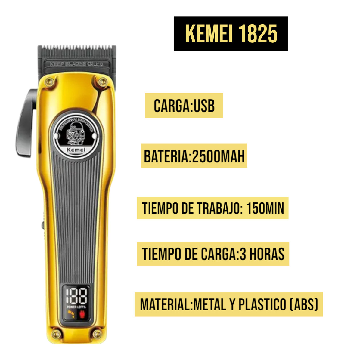 MÁQUINA AFEITADORA KEMEI CORTA PELO CLIPPER 1825 - 5