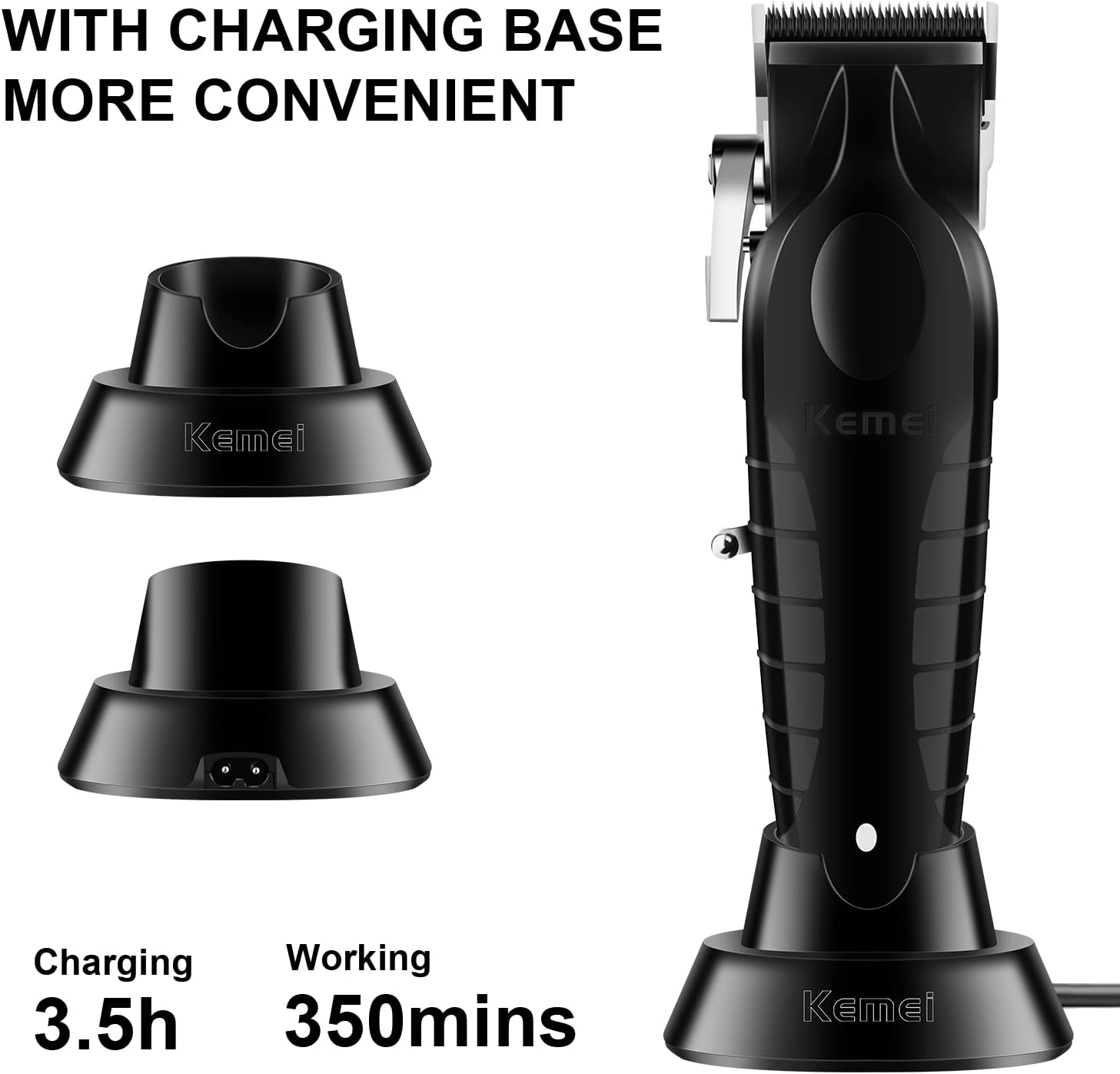 MÁQUINA DE AFEITAR KEMEI CORTADORA PELO 2296 BASE CARGA - 3