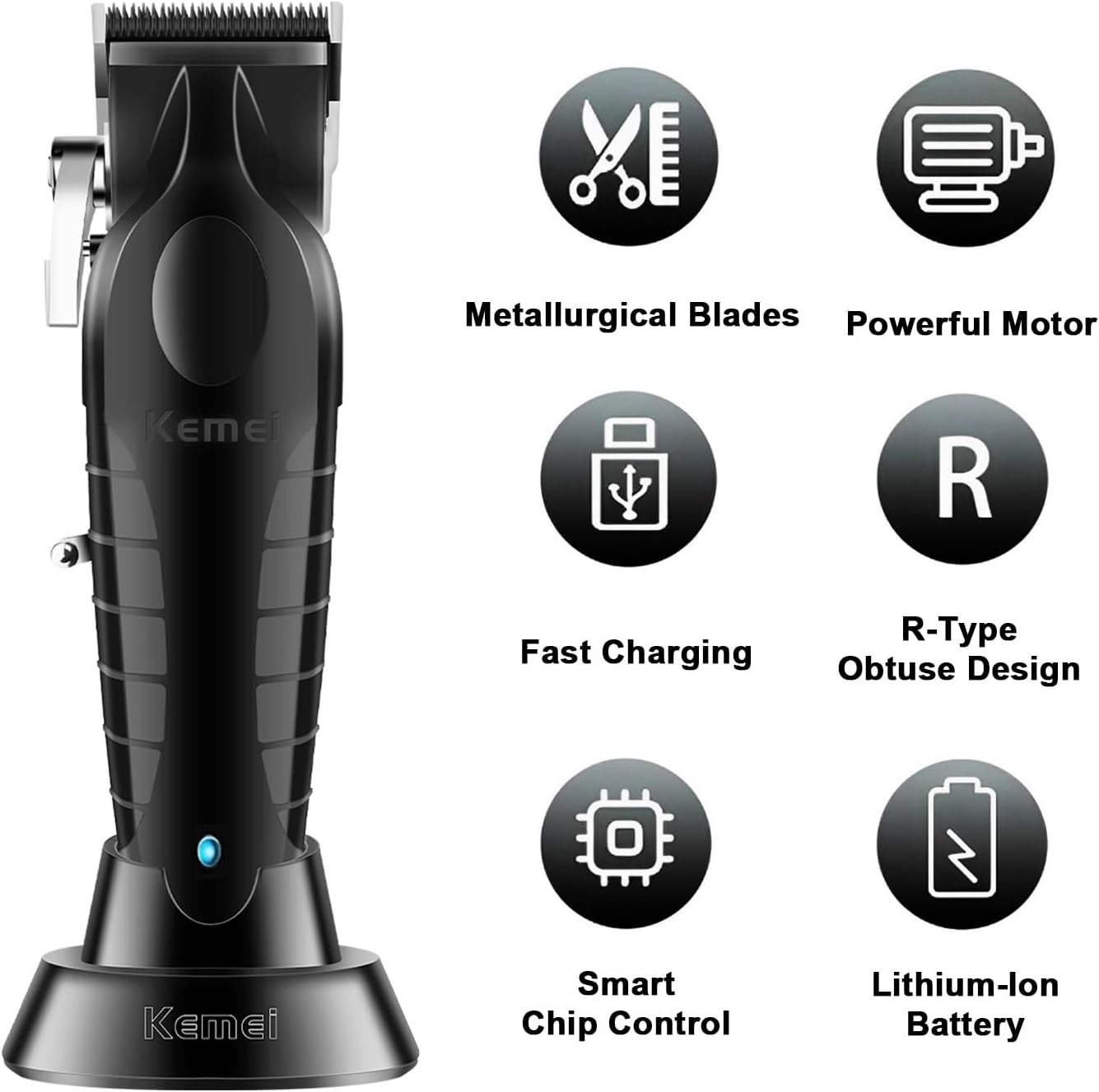 MÁQUINA DE AFEITAR KEMEI CORTADORA PELO 2296 BASE CARGA - 7