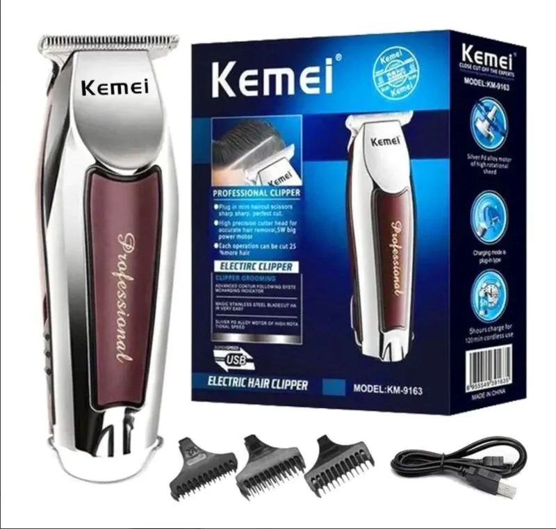 MÁQUINA DE AFEITAR KEMEI TRIMMER CORPORAL CORTADORA PELO 9163 - 1