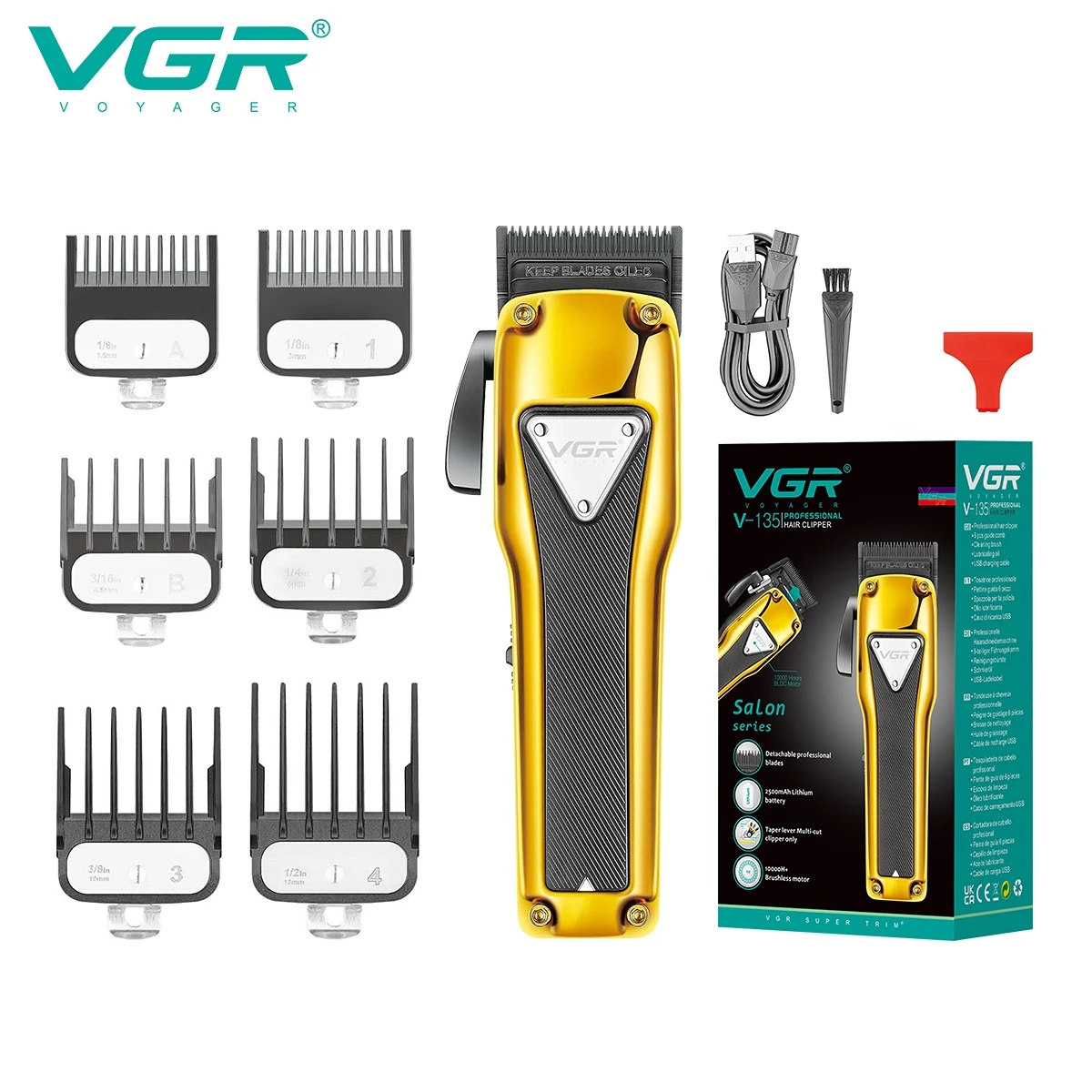 MÁQUINA AFEITADORA KEMEI V135 CORTA PELO CLIPPER VGR 135 PROFESIONAL - 1