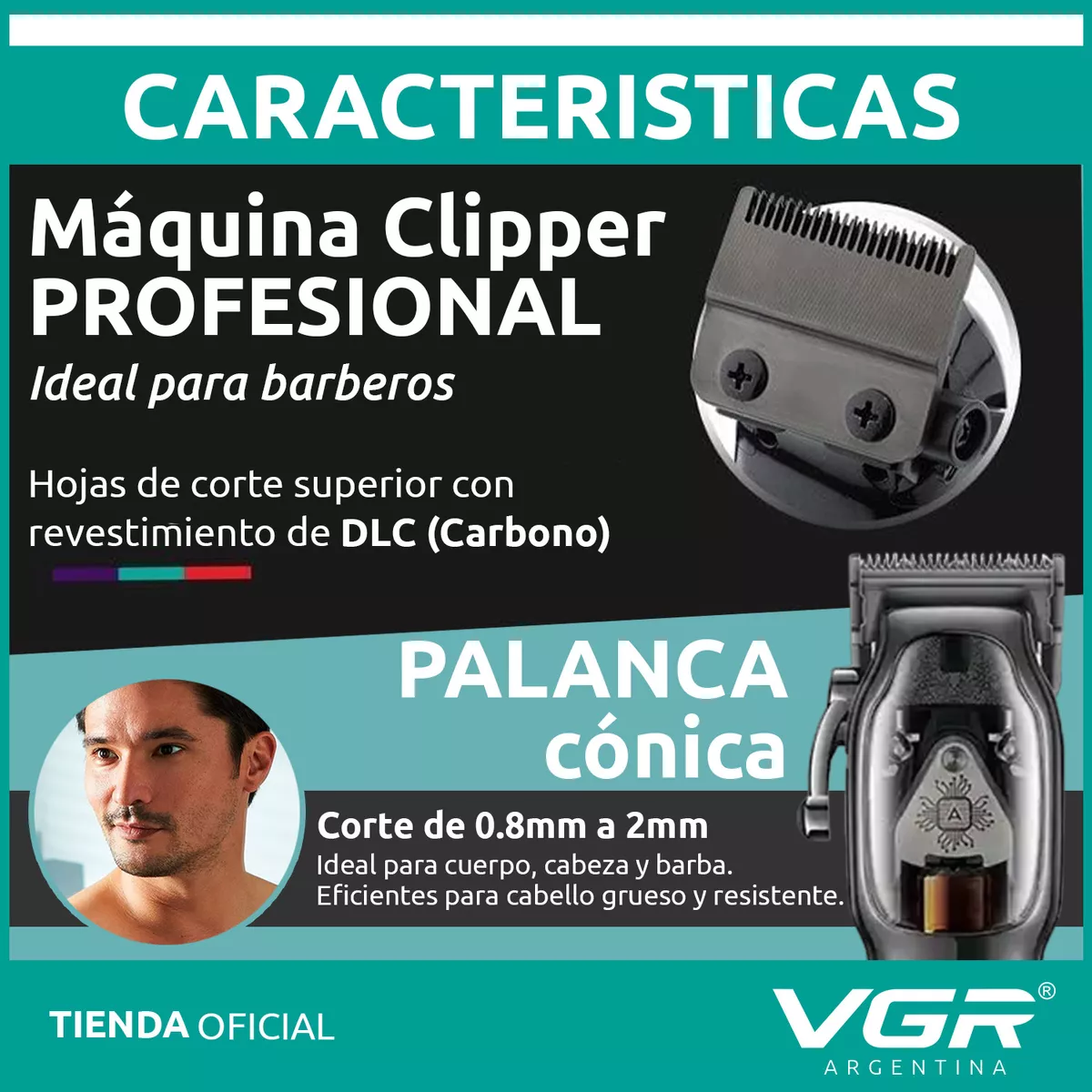 MÁQUINA AFEITADORA KEMEI 653 CORTA PELO CON BASE DE CARGA VGR NEGRO - 2