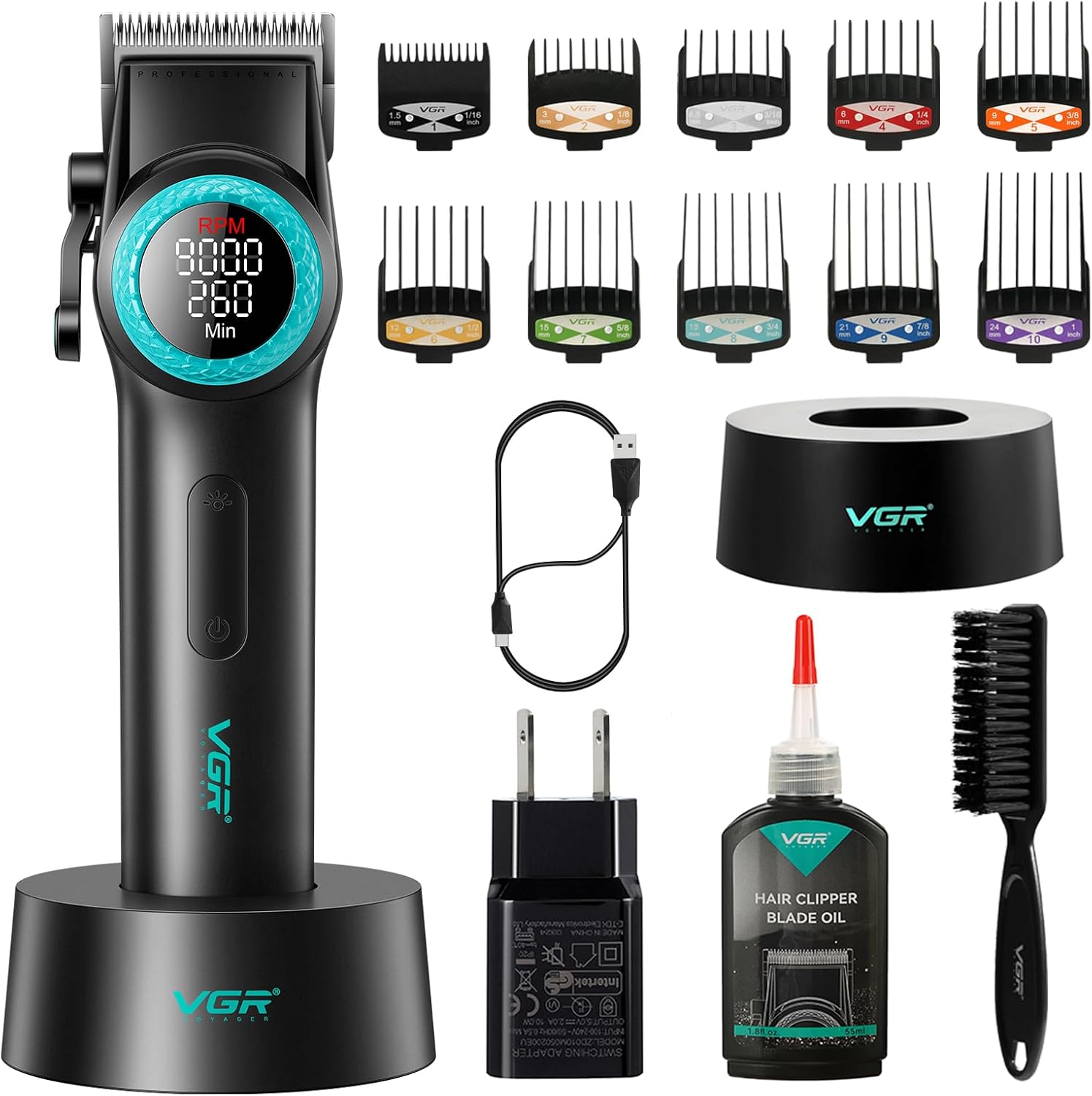 MÁQUINA AFEITADORA KEMEI 001 CORTA PELO CON BASE DE CARGA VGR - 1