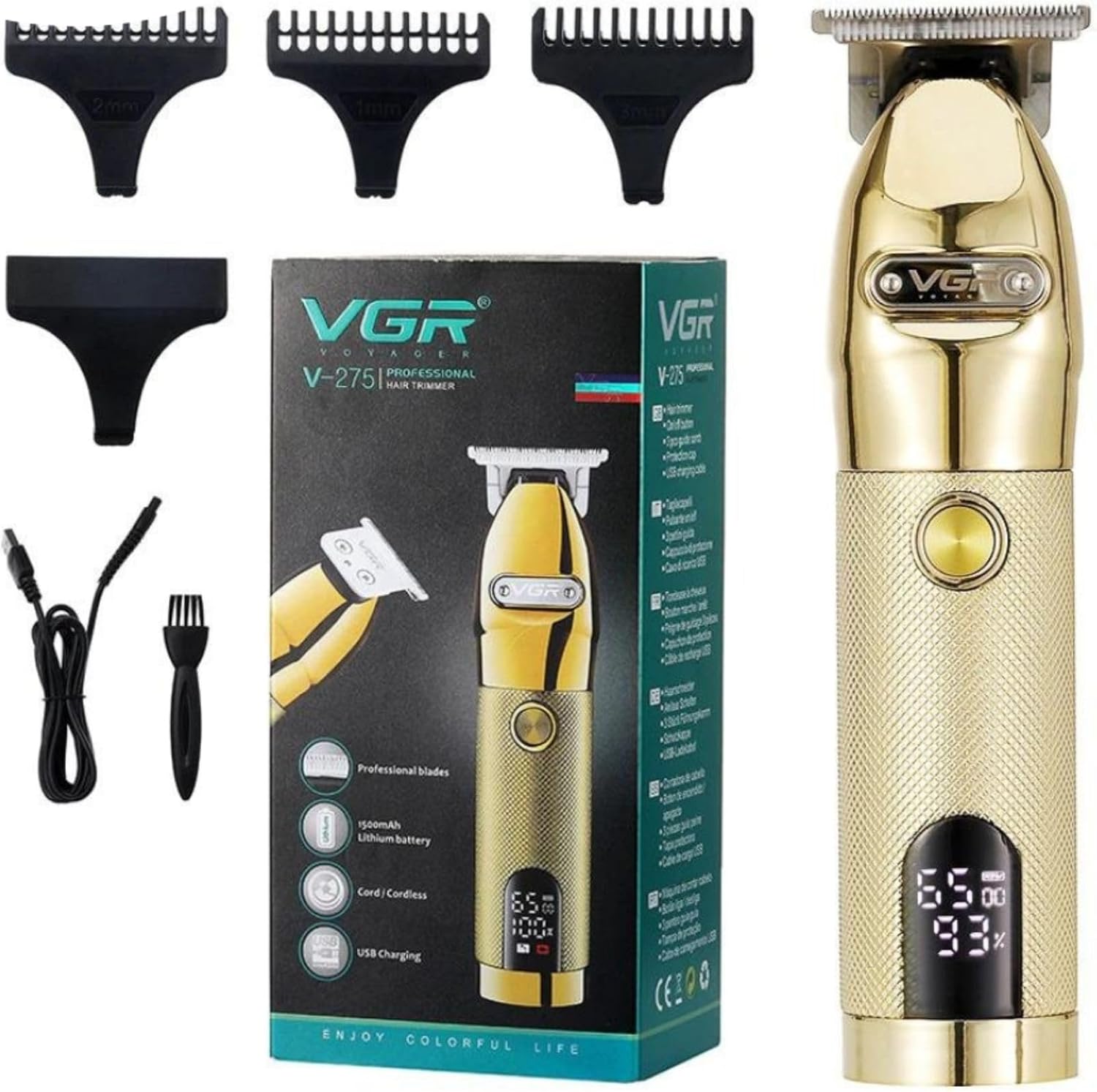 MÁQUINA DE AFEITAR KEMEI 275 TRIMMER PATILLERA INALAMBRICA VGR V - 1