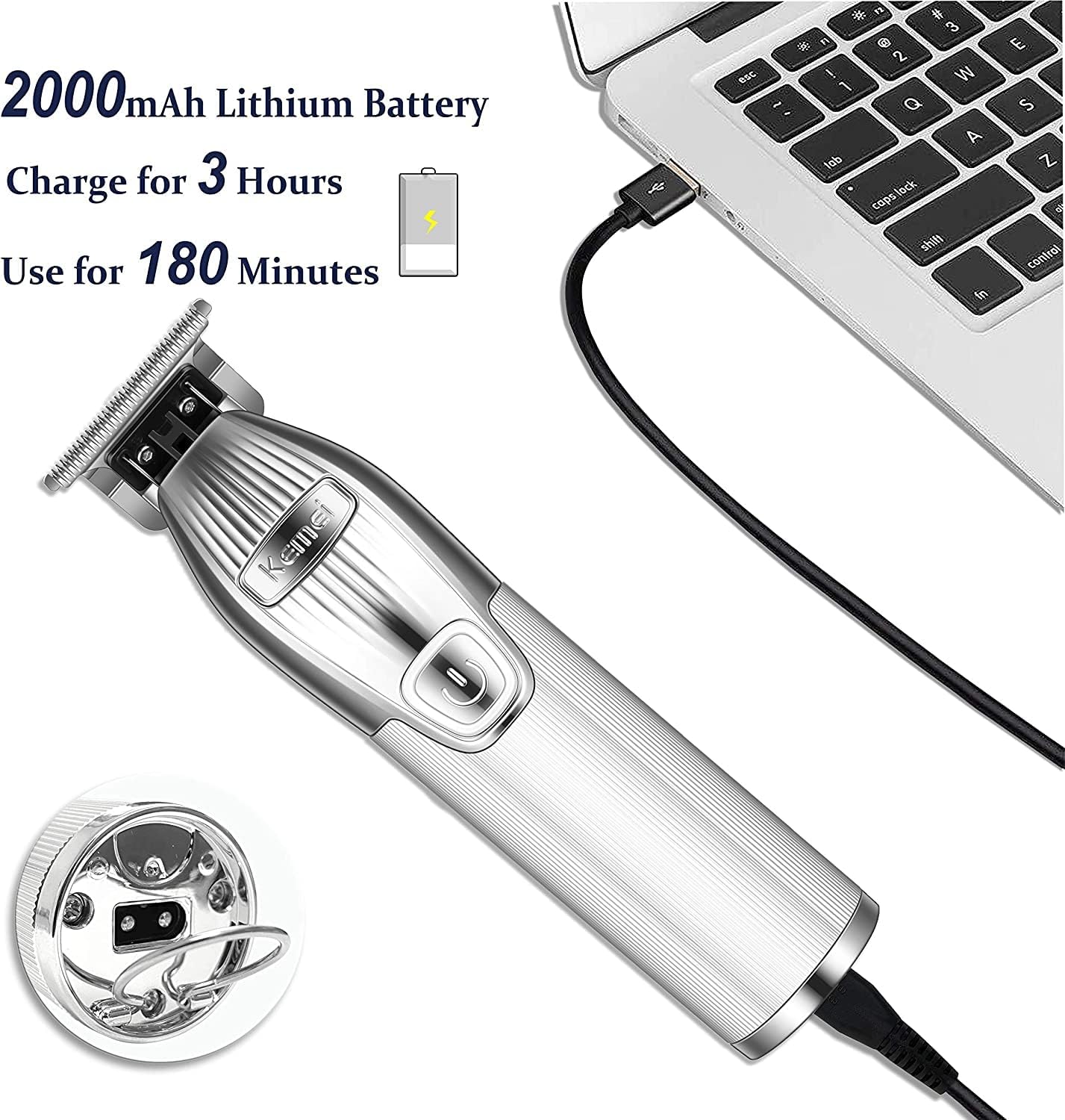 MÁQUINA DE AFEITAR KEMEI TRIMMER PATILLERA CORTADORA PELO I32 - 3