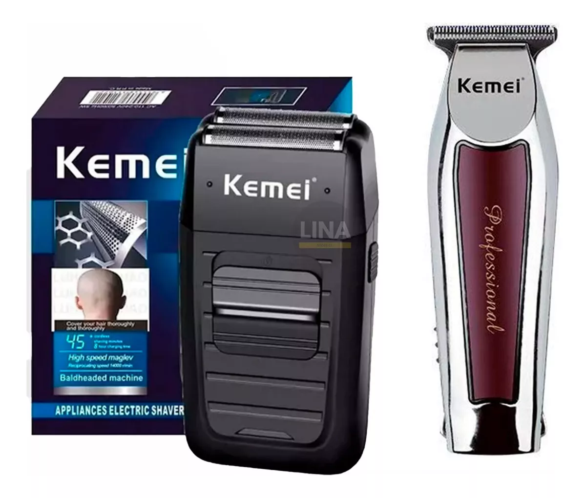 COMBO KEMEI PATILLERA TRIMMER 9163 + SHAVER RASURADORA 1102 - 1