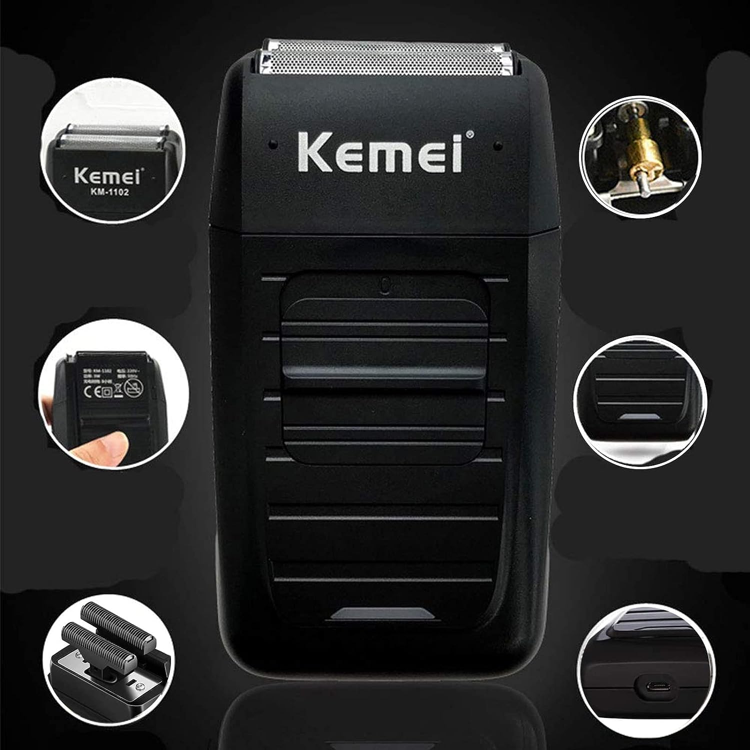 COMBO KEMEI PATILLERA TRIMMER 9163 + SHAVER RASURADORA 1102 - 2