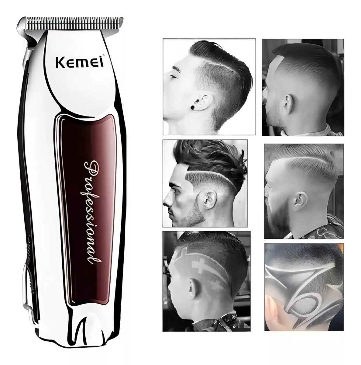 COMBO KEMEI PATILLERA TRIMMER 9163 + SHAVER RASURADORA 1102 - 5