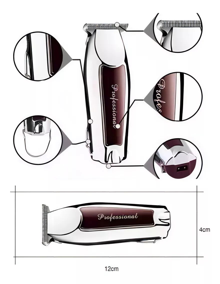 COMBO KEMEI PATILLERA TRIMMER 9163 + SHAVER RASURADORA 1102 - 8
