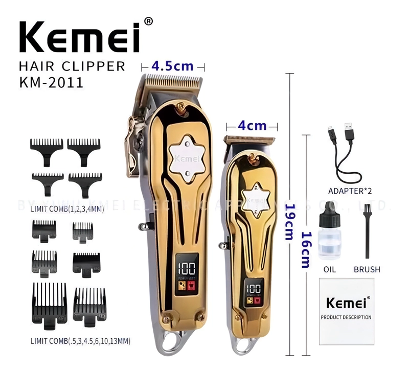 SET KEMEI RASURADORA INALAMBRICA 3382 + TRIMMER PERFILADORA 2299 - 5