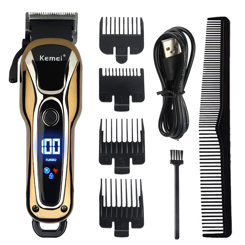 PACK 3 MAQUINAS KEMEI CORTA PELO BARBERIA CLIPPER + TRIMMER + SHAVER - 10