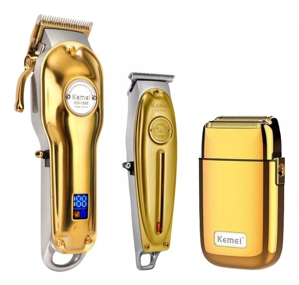 PACK 3 MAQUINAS KEMEI PROFESIONAL INALAMBRICA CLIPPER + TRIMMER + SHAVER - 1