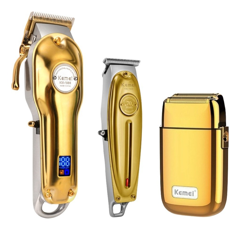 PACK 3 MAQUINAS KEMEI PROFESIONAL INALAMBRICA CLIPPER + TRIMMER + SHAVER - 6