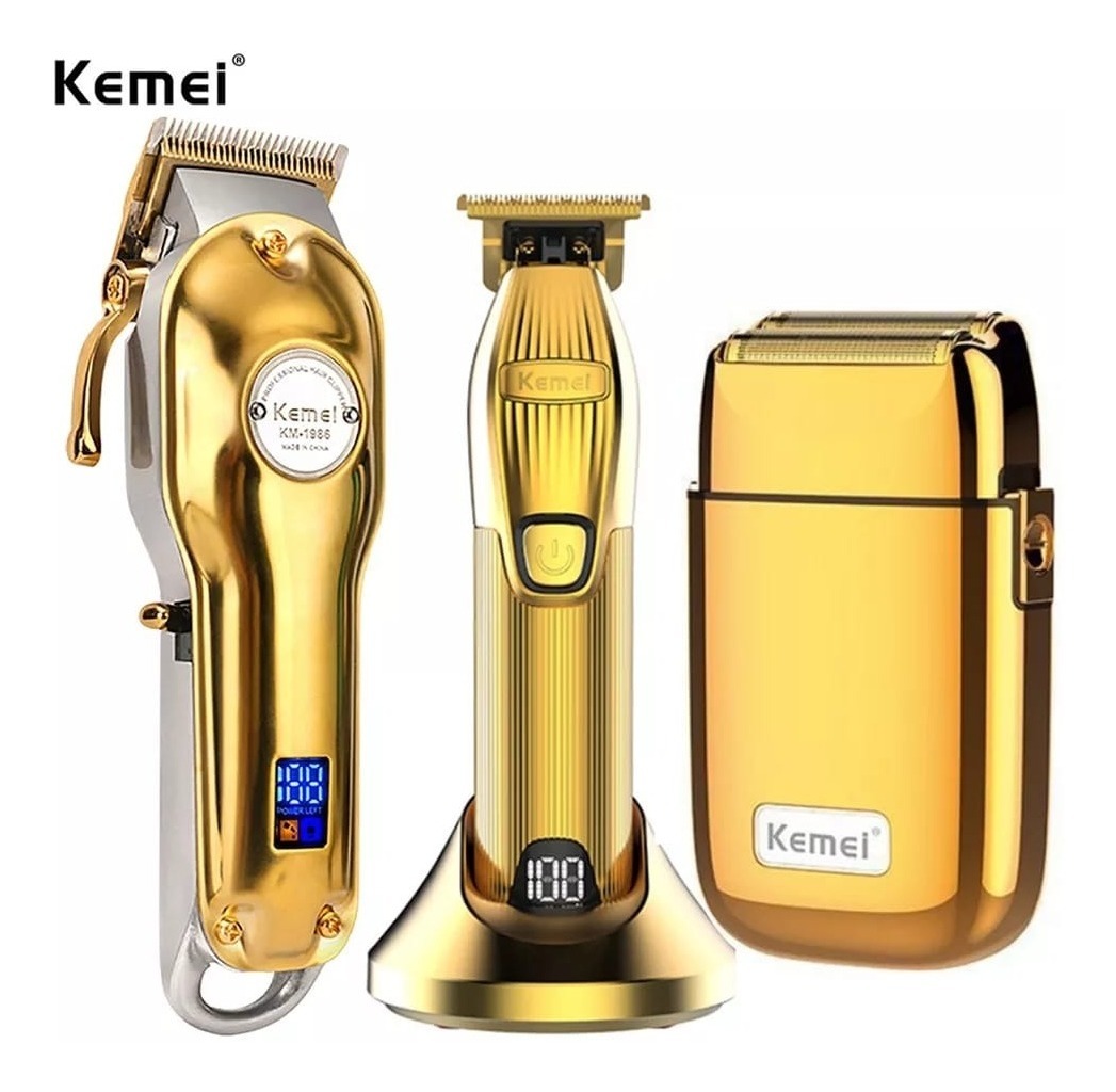 PACK 3 MAQUINAS KEMEI TX1 PROFESIONAL INALAMBRICA DORADO - 1