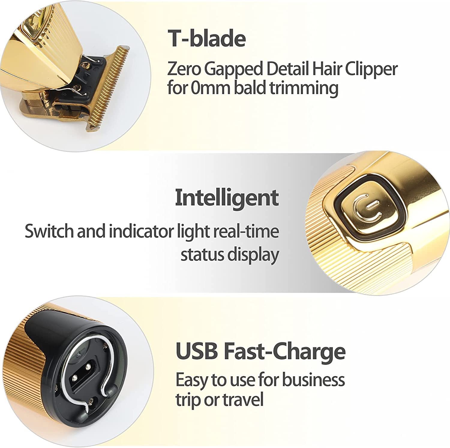 PACK 3 MAQUINAS KEMEI TX1 PROFESIONAL INALAMBRICA DORADO - 10