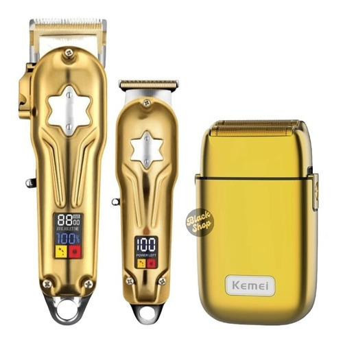 PACK 3 MAQUINAS KEMEI PROFESIONAL INALAMBRICA DORADO 2011 + TX1 - 1