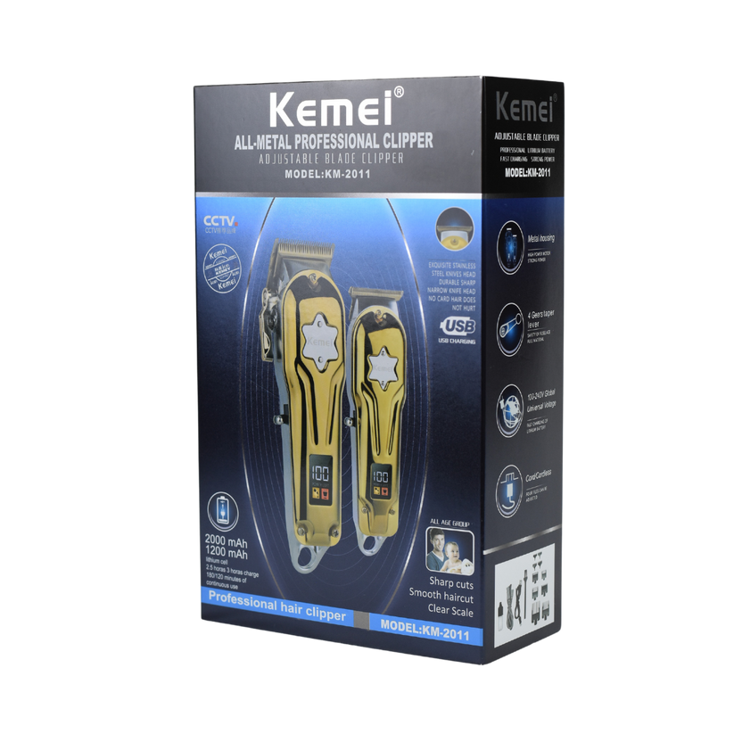 PACK 3 MAQUINAS KEMEI PROFESIONAL INALAMBRICA DORADO 2011 + TX1 - 2