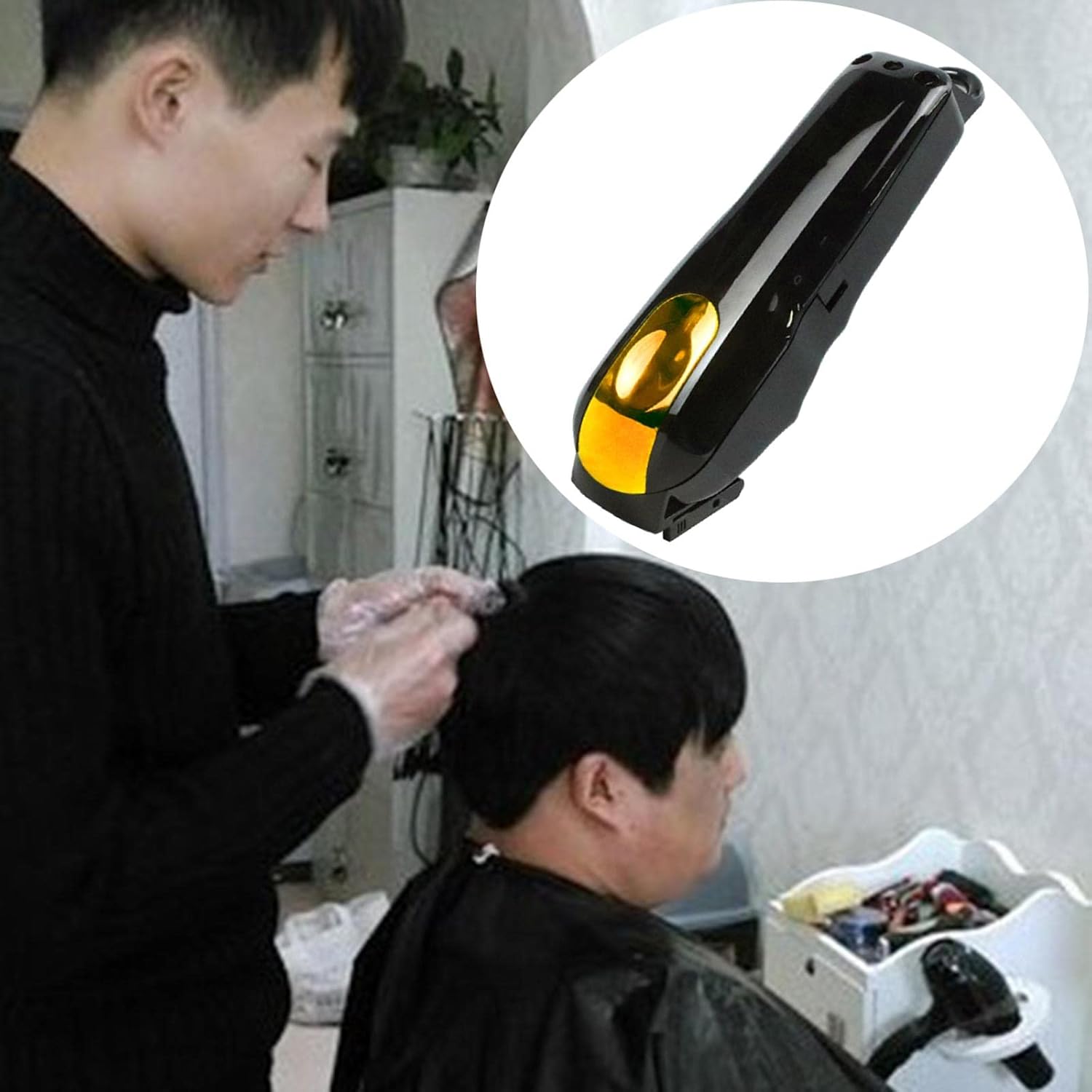 CARCASA PARA MAQUINA WAHL CLIP TRANSPARENTE NEGRO CON DORADO - 3
