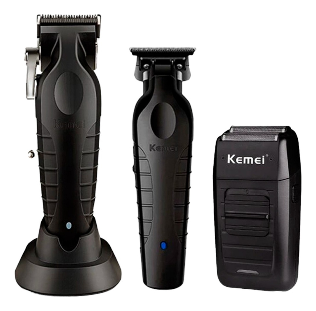 MÁQUINA AFEITADORA KEMEI KIT 2296 + SHAVER 1102 + 2299 - 1