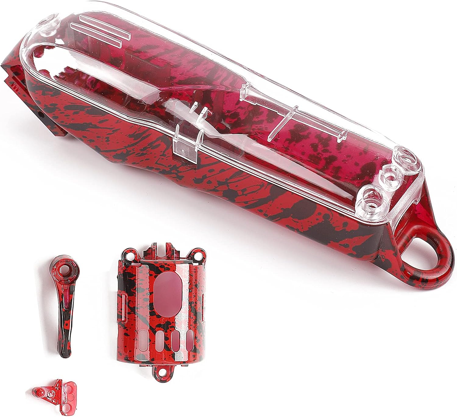 CARCASA PARA MAQUINA WAHL CLIP TRANSPARENTE ROJO - 1
