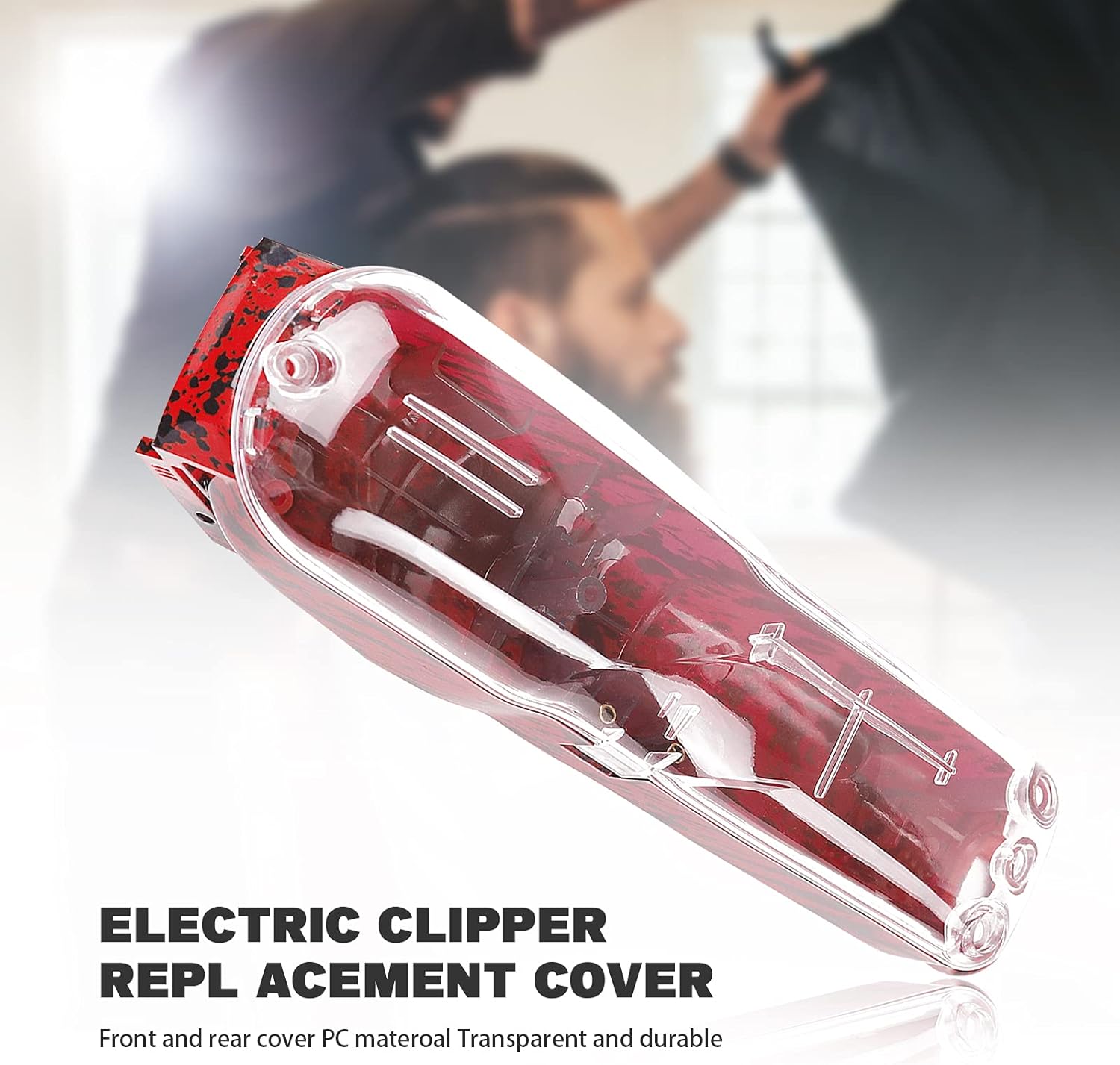 CARCASA PARA MAQUINA WAHL CLIP TRANSPARENTE ROJO - 2