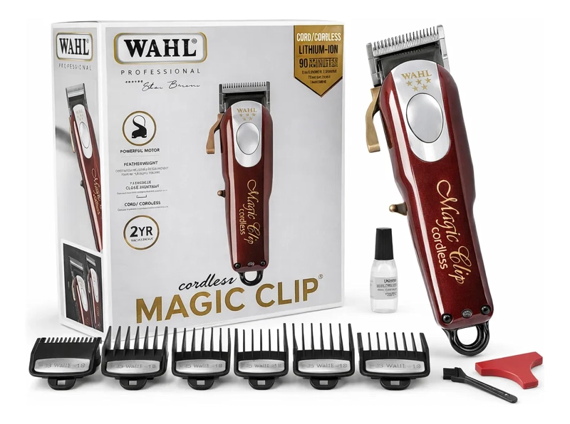 CORTADORA DE PELO WAHL MAGIC CLIP PROFESSIONAL 5 STAR CORDLESS 8148 PLATEADA Y ROJA 110V/220V - 2