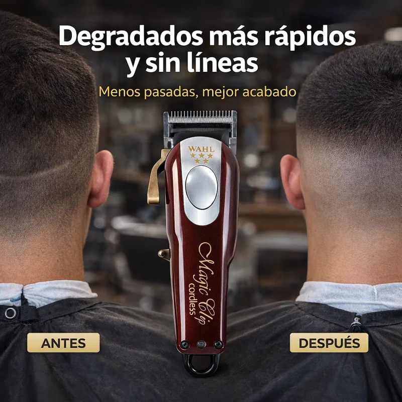 CORTADORA DE PELO WAHL MAGIC CLIP PROFESSIONAL 5 STAR CORDLESS 8148 PLATEADA Y ROJA 110V/220V - 3