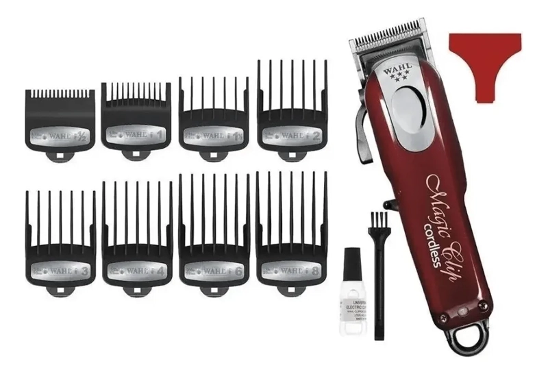 CORTADORA DE PELO WAHL MAGIC CLIP PROFESSIONAL 5 STAR CORDLESS 8148 PLATEADA Y ROJA 110V/220V - 4