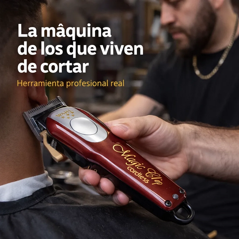 CORTADORA DE PELO WAHL MAGIC CLIP PROFESSIONAL 5 STAR CORDLESS 8148 PLATEADA Y ROJA 110V/220V - 5