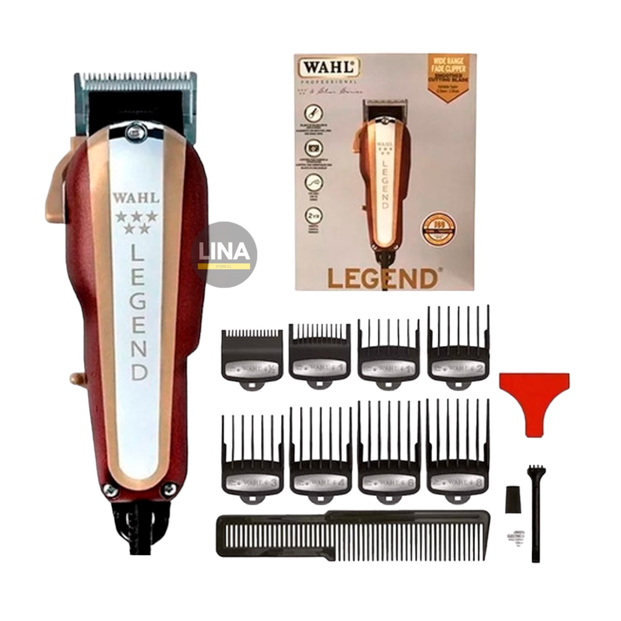 MÁQUINA DE AFEITAR WAHL LEGEND CORTA PELO PROFESIONAL 5 STAR SERIES PLATEADO/ROJO - 1