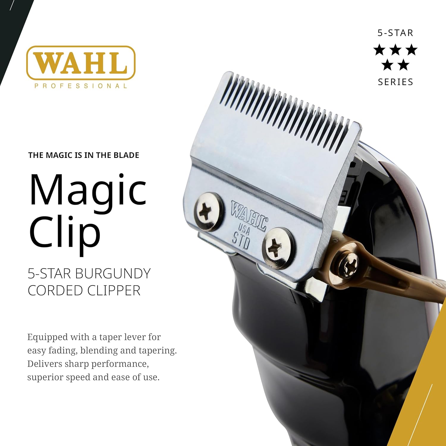 MÁQUINA DE AFEITAR WAHL MAGIC CLIP CORTE PELO PROFESIONAL BARBERIA ORIG PLATA/ROJO - 4