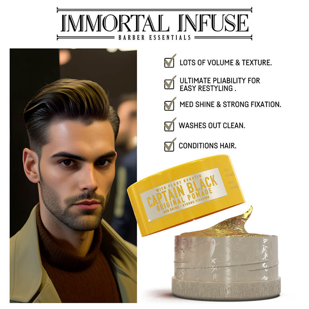 IMMORTAL INFUSE CAPTAIN BLACK ORIGINAL POMADE 150 ML CERA HOMBRE - 9