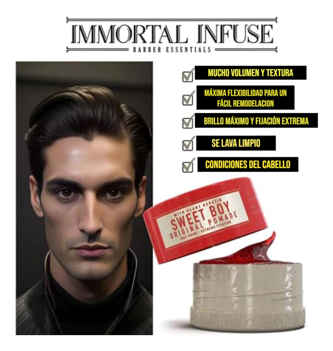 IMMORTAL INFUSE SWEET BOY ORIGINAL  POMADE 150 ML CERA HOMBRE - 3