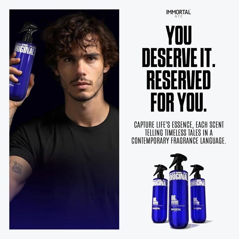 AFTER SHAVE IMMORTAL SPRAY PREMIUM COLONIA 500ML PROFESIONAL AMBAR ALMIZCLE - 8