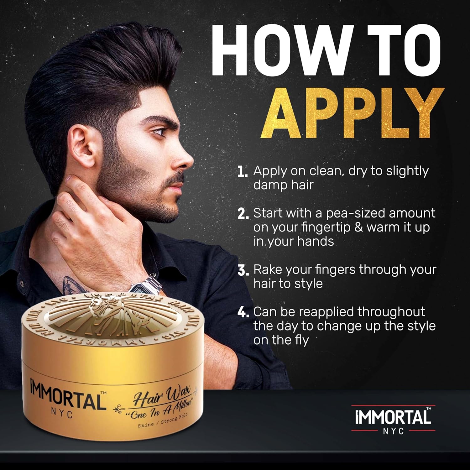 IMMORTAL INFUSE ONE A MILLION DOLLARS HAIR STYLING WAX 150ML CERA HOMBRE - 2