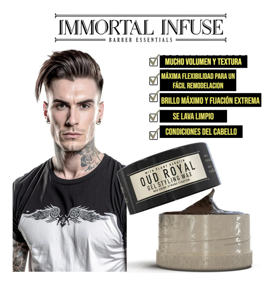 IMMORRTAL INFUSE OUD ROYAL GEL STYLING WAX 150ML - 2