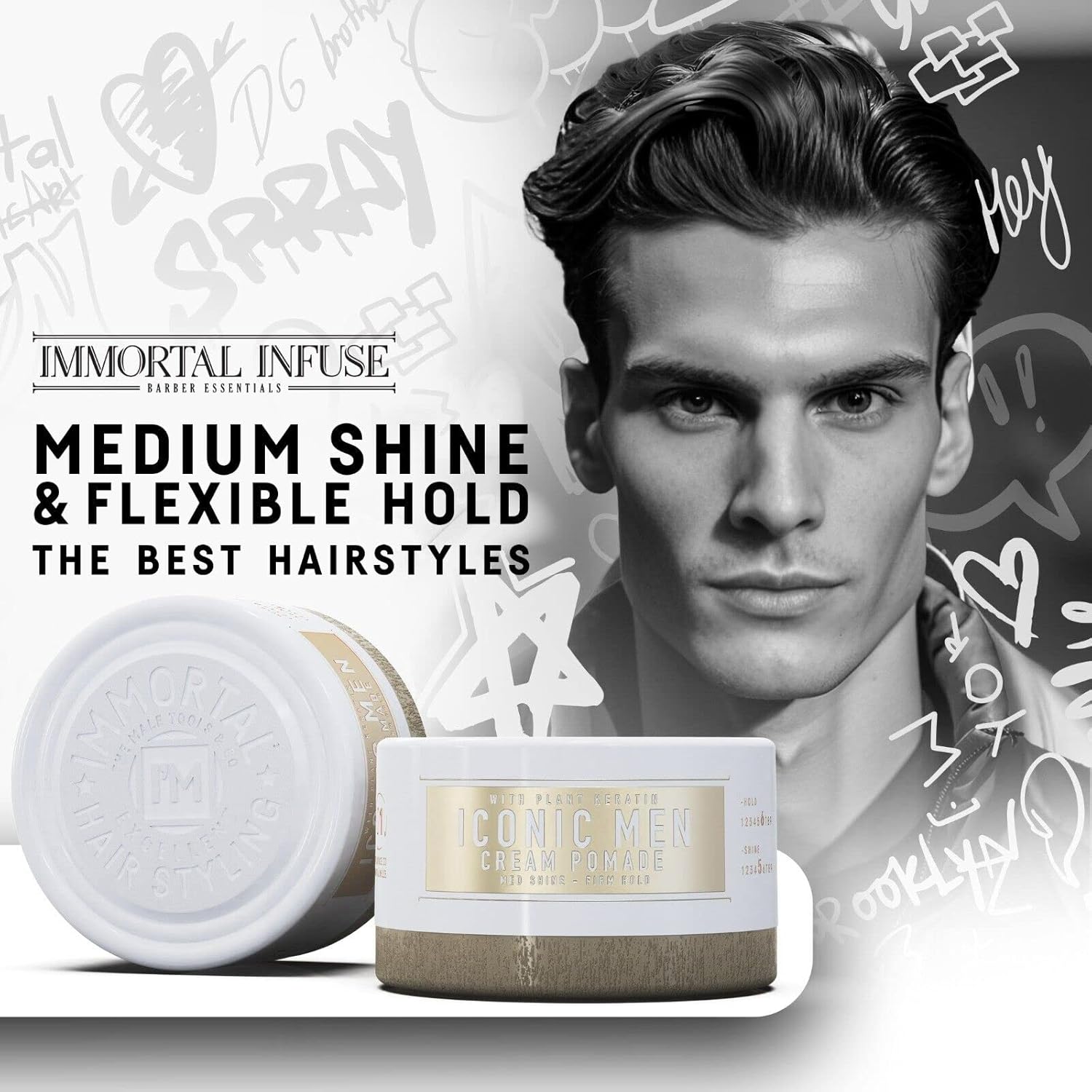 IMMORTAL INFUSE ICONIC  MEN CREAM POMADE 150 ML CERA HOMBRE - 7
