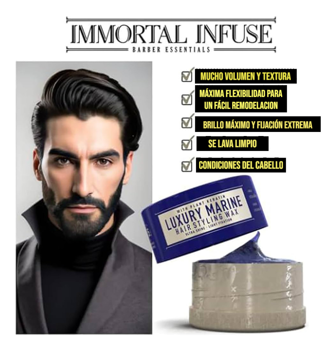 IMMORTAL INFUSE LUXURY MARINE HAIR STYLING WAX 150 ML CERA HOMBRE - 2