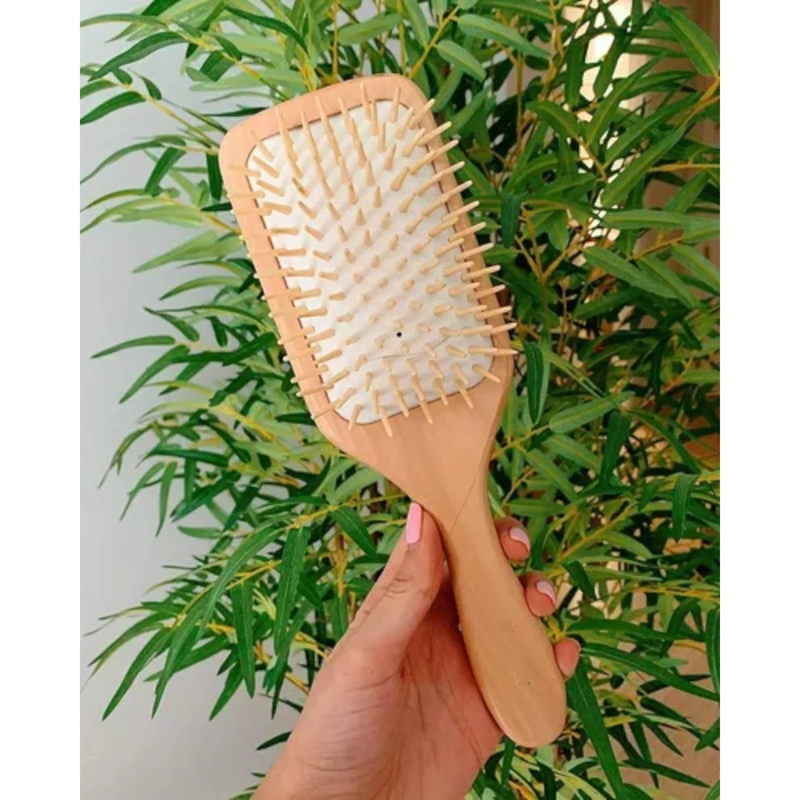 CEPILLO DESENREDANTE DE MADERA PARA CABELLO PROFESIONAL - 2