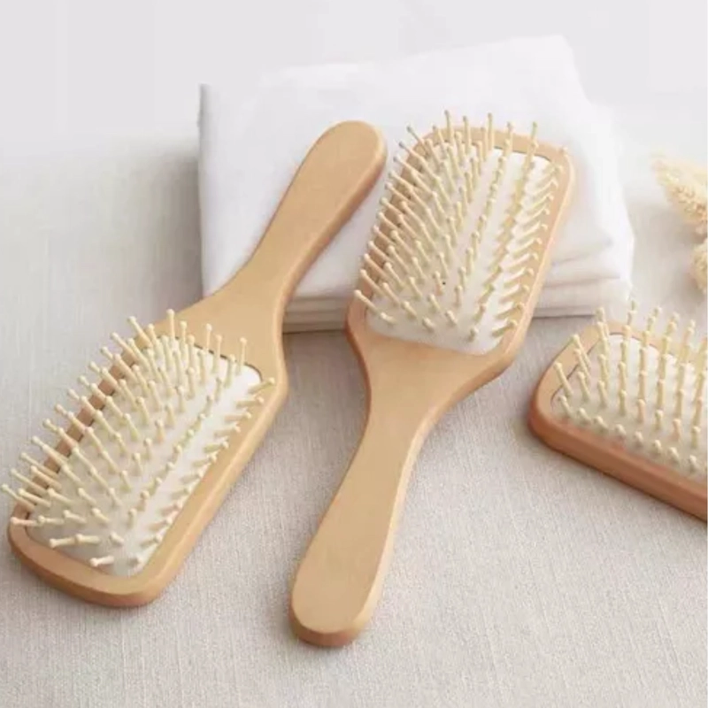 CEPILLO DESENREDANTE DE MADERA PARA CABELLO PROFESIONAL - 9