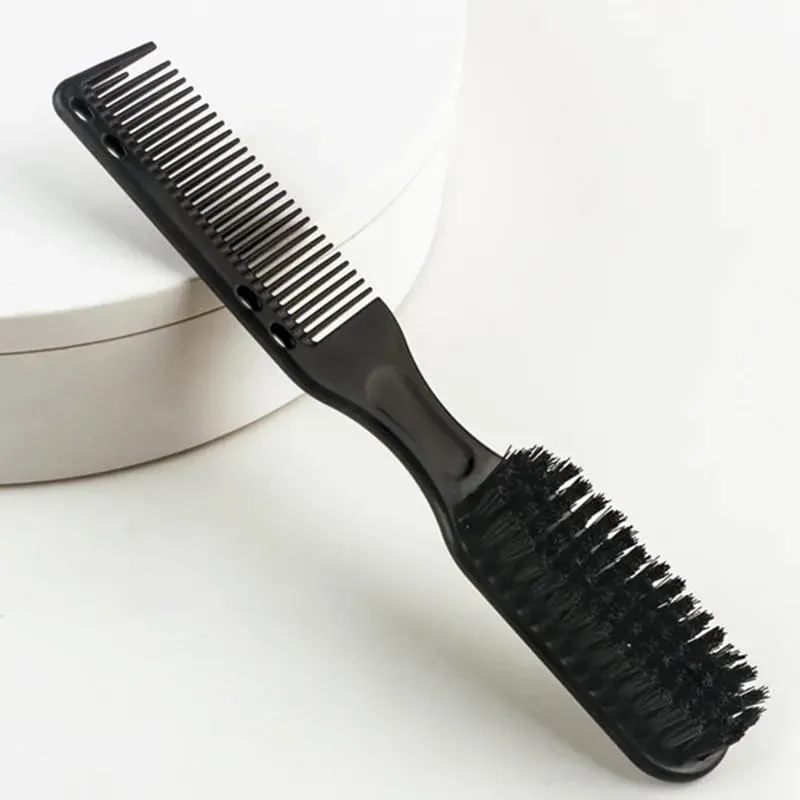 PEINE Y CEPILLO FADE BARBA BARBERIA CON PEINETA 2 EN 1 NEGRO - 1