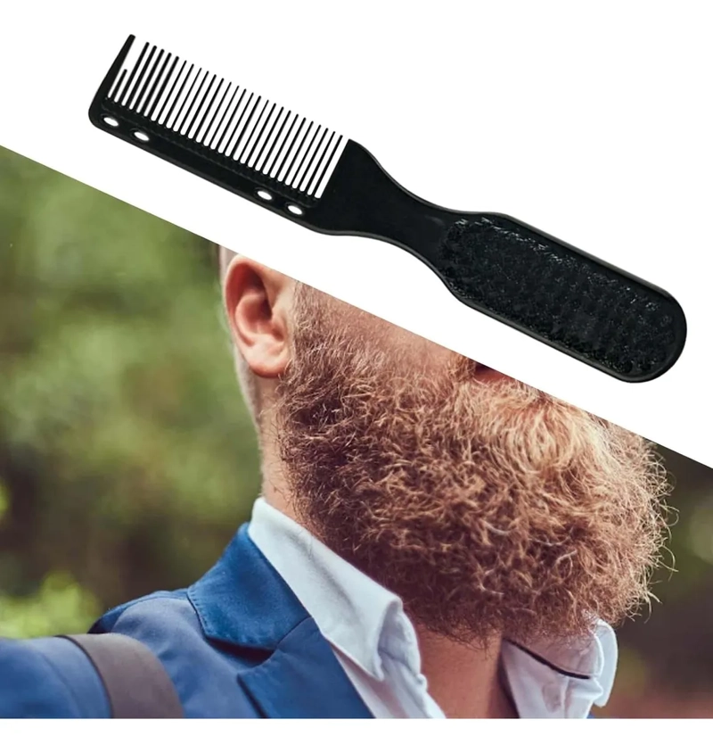 PEINE Y CEPILLO FADE BARBA BARBERIA CON PEINETA 2 EN 1 NEGRO - 2